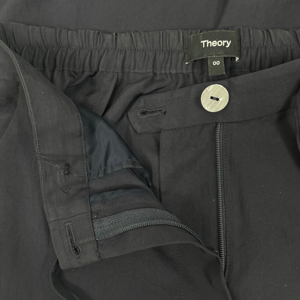 Theory Wide Leg Cropped Pants Washed Twill Navy Blue Size 00 - Picture 11 of 11
